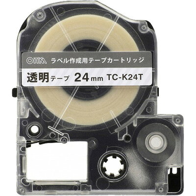 テプラ互換ラベル 透明テープ 黒文字 幅24mm TC-K24T(1個)